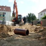 Baustelle in einem Wohngebiet